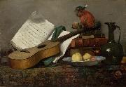 Still Life with a Monkey and a Guitar Antoine Vollon